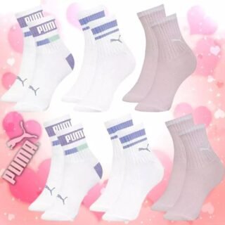 Kit 06 Pares Meia Puma Infantil Cano Médio Algodão Criança | Kit Menina: 2 Lilás – 2 Rosa – 2 Lavanda | 29-34 | 2730.001_994_2934_06P