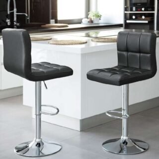 Kit 02 Banquetas Cozinha Americana Gomos Giratória Alta Preta