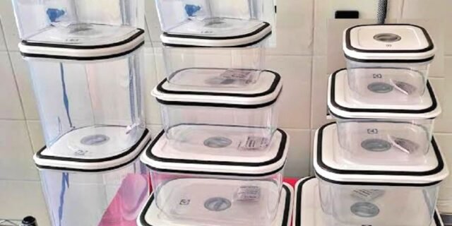 Kit com 12 undades Pote Hermetico cinza, Electrolux