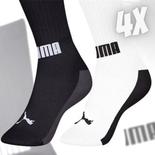 Kit 04 Pares de Meias Puma Cano Longo Esportiva Algodão Masculino Adulto