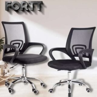 Cadeira de Escritório Secretária Base Cromada com Rodinha Fortt Lisboa Preta