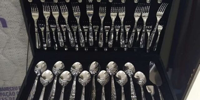 Faqueiro Maresias Aço Inox com Estojo de Madeira, 76 Peças, Prata, Tramontina