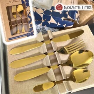 Faqueiro Dourado Lovers Aço Inox 16 Peças Gourmet Mix