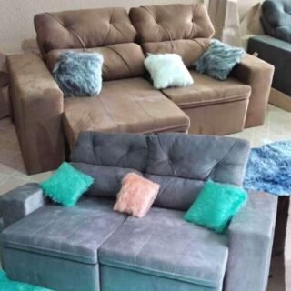 Sofá Retrátil Reclinável 3 Lugares Suede – Bipartido Phormatta Evolution SMP