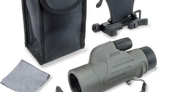 Monóculo Carson Monopix 8x 42mm resistente à água com adaptador para Smartphone, Cinza, compacto