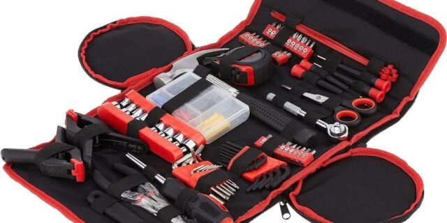 Stalwart – 75-HT1086 Ferramentas manuais domésticas, conjunto de ferramentas de 86 peças com bolsa dobrável (martelo, conjunto de chaves de fenda, alicate) – Ótimo para casa ou carro vermelho