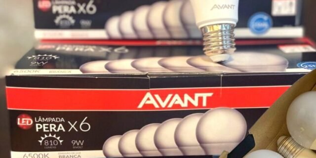 Kit Lâmpadas Pera LED, 6 unidades, 9W, Luz branca 6500K, soquete E27, Bivolt, Avant