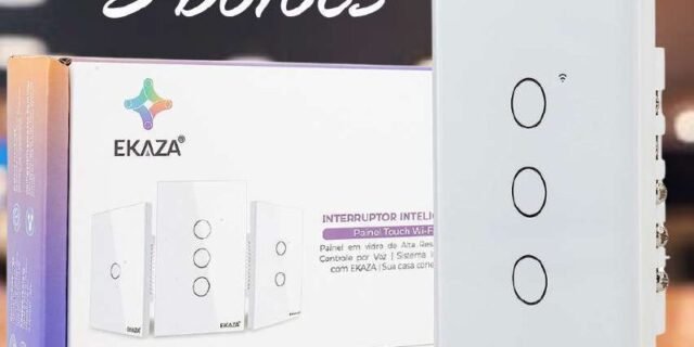 EKAZA Interruptor Inteligente, Touch, Wifi+BLE, 3 botões