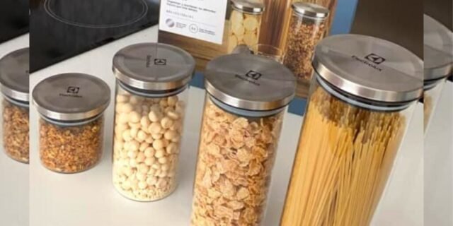Potes Herméticos Porta-Mantimentos com Tampa de Inox Electrolux – 4 unidades