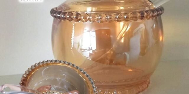 Wolff Pearl Açucareiro de Cristal com Colher, Laranja (Âmbar), 10 x 8 x 7 cm