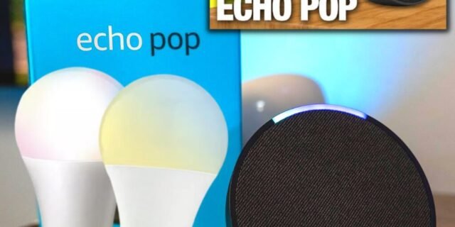 Echo Pop | Smart speaker compacto com som envolvente e Alexa | Cor Preta + Lâmpada Positivo ou Elgin