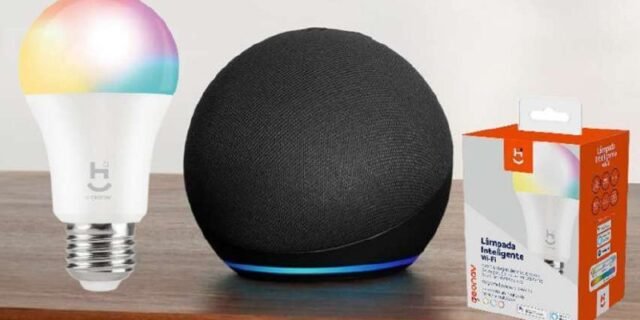Novo Echo Dot 5ª geração + Lâmpada Genov 9w