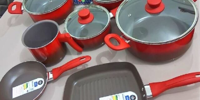 Jogo de Panelas 7Pcs Ceramic Life Easy – Vermelha