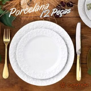 Aparelho de Jantar e Sobremesa 12 Peças Germer Tassel em Porcelana – Branco