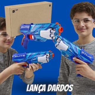 NERF Lança Dardos Elite Disruptor Azul, com Tambor Giratório para 6 Dardos