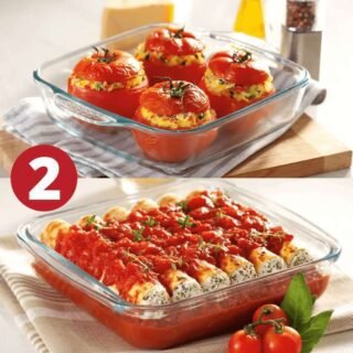 Conjunto de Assadeiras Marinex – Quadrado de Vidro 2 Peças Com Alça 1L e 1,8L