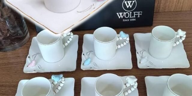 Wolff Birds Conjunto de Xícaras para Café com Pires de Porcelana 6 Peças, Branco, 80 ml