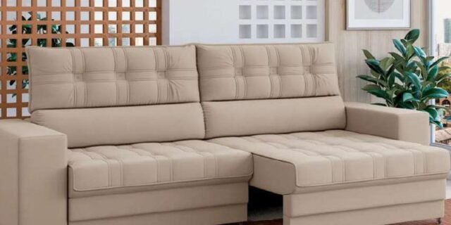 Sofá Retrátil Reclinável 2 Lugares Veludo Omega – Besthouse