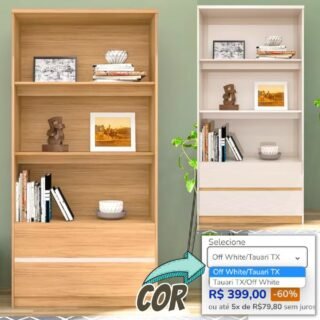 Estante Artely Milani com 2 Prateleiras e 2 Gavetas (2 CORES)