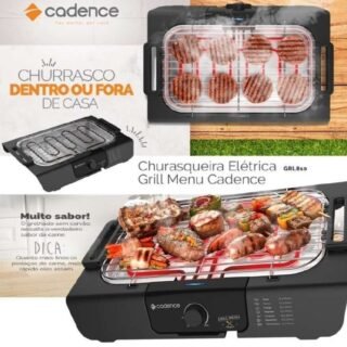 Churrasqueira Elétrica Cadence Grill Menu, 110V, Preto