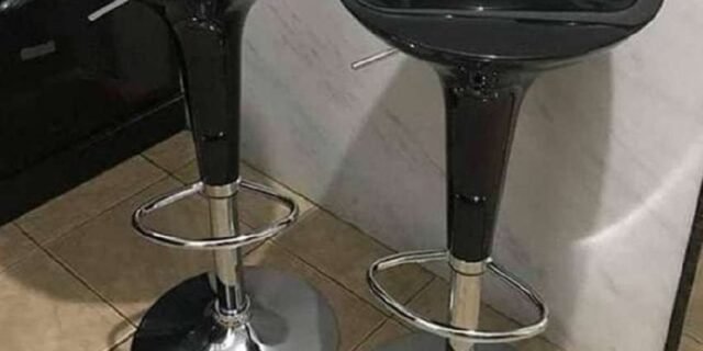 Banqueta Alta Giratória Preto 2 Peças