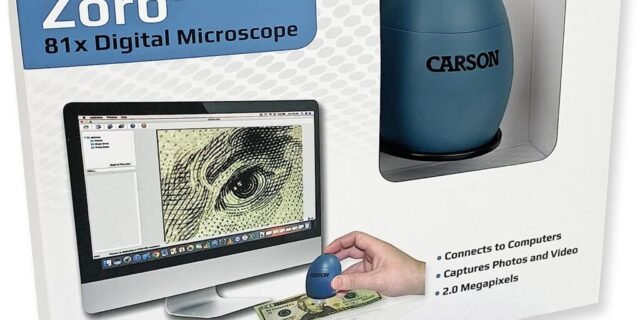 Microscópio Carson de Computador com Zoom 81X e iluminação por LED