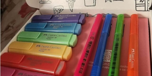 Kit Textliner + Fine Pen colors, Faber-Castell,KIT/MT46,Edição Limitada, 10 peças