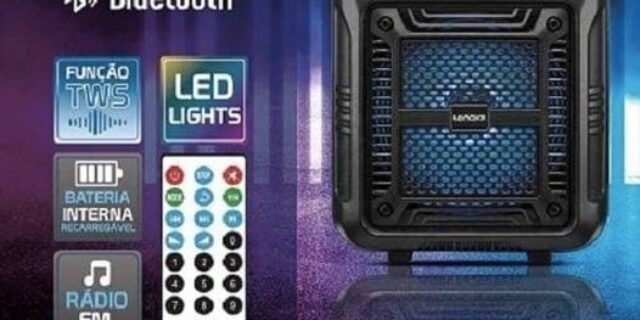 Caixa de Som Amplificada Lenoxx CA60 Bluetooth, Rádio FM, USB – 80W