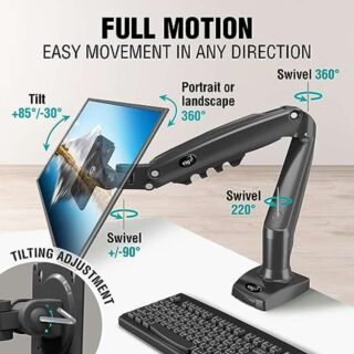 Suporte Ergonômico Articulado de Mesa com Pistão a Gás, Design Compacto e Retrátil para Monitores de 17” a 35”