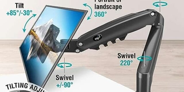 Suporte Ergonômico Articulado de Mesa com Pistão a Gás, Design Compacto e Retrátil para Monitores de 17” a 35”
