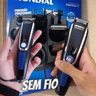Aparador de Pelos Super Groom 10, Mondial, Preto/Azul, 6W, Bivolt