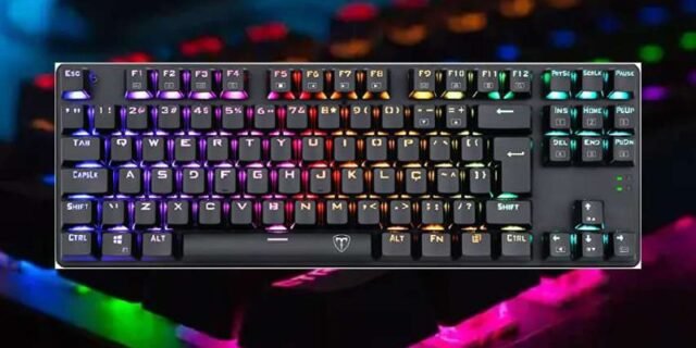 T-DAGGER Teclado Mecânico Gamer Bora Preto RGB Switch Vermelho