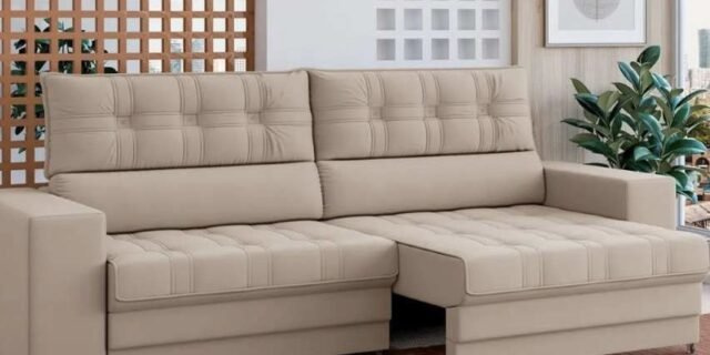 Sofá Retrátil Reclinável 2 Lugares Veludo Omega Besthouse