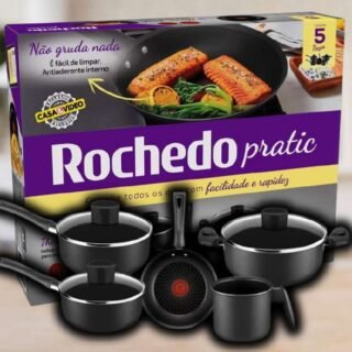 Conjunto 5 Peças Antiaderente Pratic Rochedo Cinza