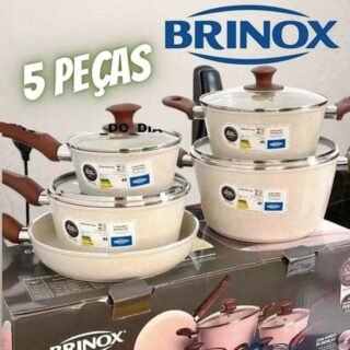 Jogo de Panelas Brinox Revestimento Cerâmico – de Alumínio Vanilla 5 Peças 4,5mm Optima