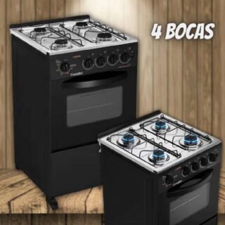 Fogão 4 Bocas Esmaltec Preto – Acendimento Automático Caribe