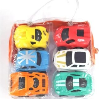 KIT COM 6 MINI CARRINHOS PULL BACK/FRICÇÃO COM BOLSA PORTÁTIL – CORRIDA