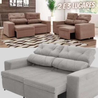 Conjunto de Sofás 2 e 3 Lugares Retrátil e – Reclinável Phormatta Evolution SMP