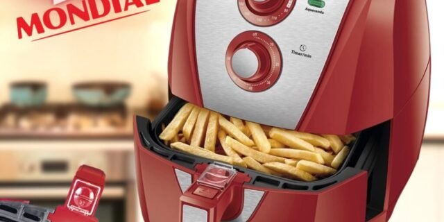 Fritadeira Sem Óleo Air Fryer 4L, Mondial, Vermelho/Inox, 1500W, 110V
