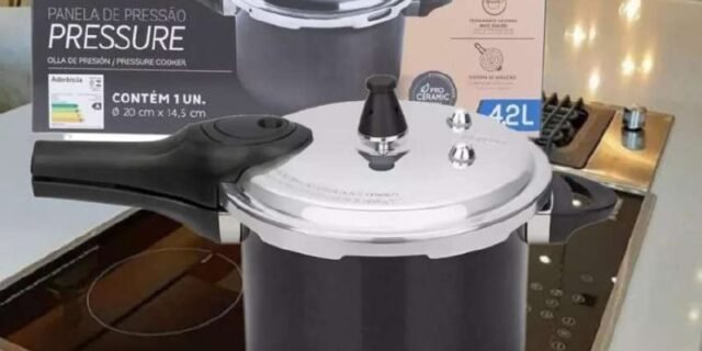 Panela de Pressão 4.2L Fechamento Externo Indução com Revestimento Cerâmico Brinox Pressure