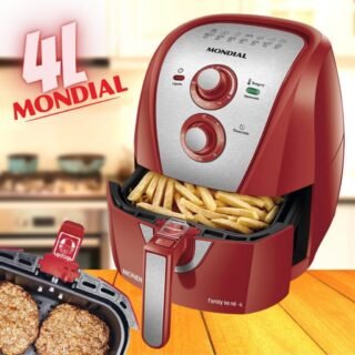 Fritadeira Sem Óleo Air Fryer 4L, Mondial, Vermelho/Inox, 1500W, 220V – AFN-40-RI