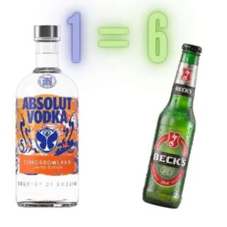Vodka Absolut Tomorrowland 700 ml + 6 Cervejas Becks, malte puro, 330 ml, pescoço comprido