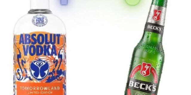 Vodka Absolut Tomorrowland 700 ml + 6 Cervejas Becks, malte puro, 330 ml, pescoço comprido