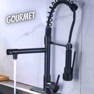 Torneira para Cozinha Gourmet de Mesa Dupla Saída Monocomando Preta Nell