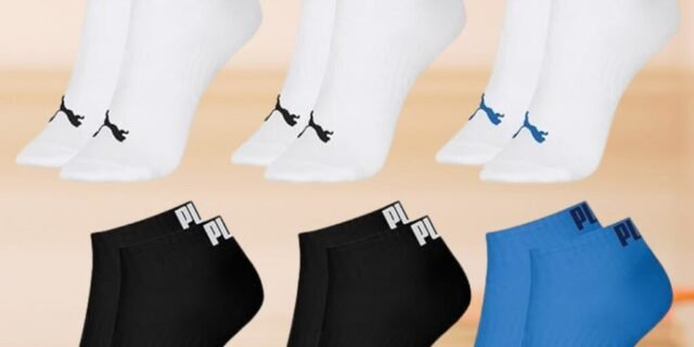 Kit 06 Pares de Meia Puma Sapatilha Cano Curto Esportiva Everyday com Faixa Tensora Masculino Adulto