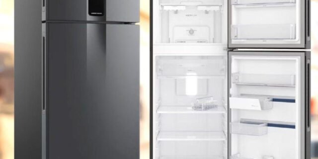 Geladeira Electrolux Frost Free Duplex Efficient com Autosense Cor Black Inox Look 390l (IF43B) 110V