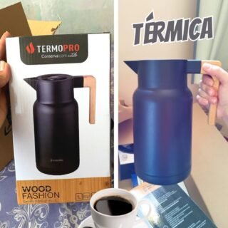 Garrafa Térmica Wood Fashion Preta 1 L Termopro Glass