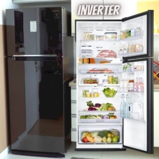 Geladeira Samsung Evolution RT38 com POWERvolt Inverter Duplex RT38K5A0JB1 385L Black Inox Bivolt