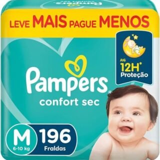 Fralda Pampers Confort Sec M 196 Unidades ou XL Pampers