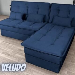 SofA-cama Casal 3 Lugares Fixo Reclinável Veludo Matrix Dafne (2 CORES)